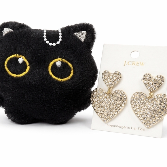 J.Crew Glittering Gold Heart Earrings - Picture 3 of 3